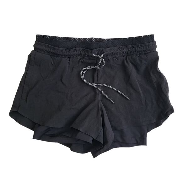 Athleta Trekkie Crest 2 in 1 Shortie Hiking Shorts Black 2 - Picture 3 of 5